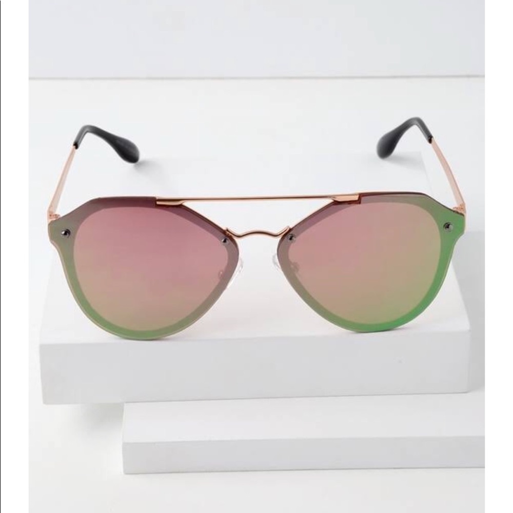 Rose Gold and Pink Mirrored Sunglasses